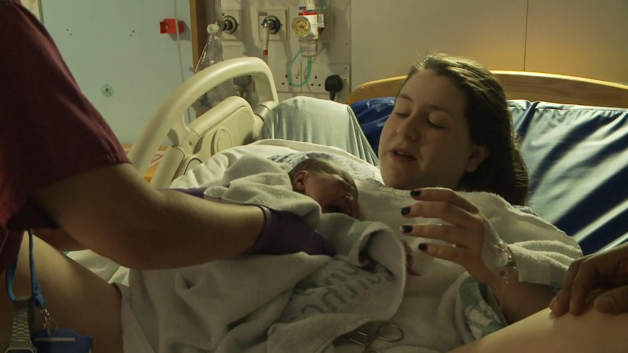 Baby on Mum's Chest